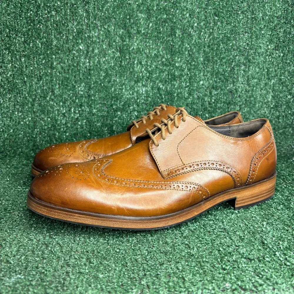 NEW Cole‎ Haan  Grand Wingtip Leather Brogue Classic Oxford British Tan Mens 11